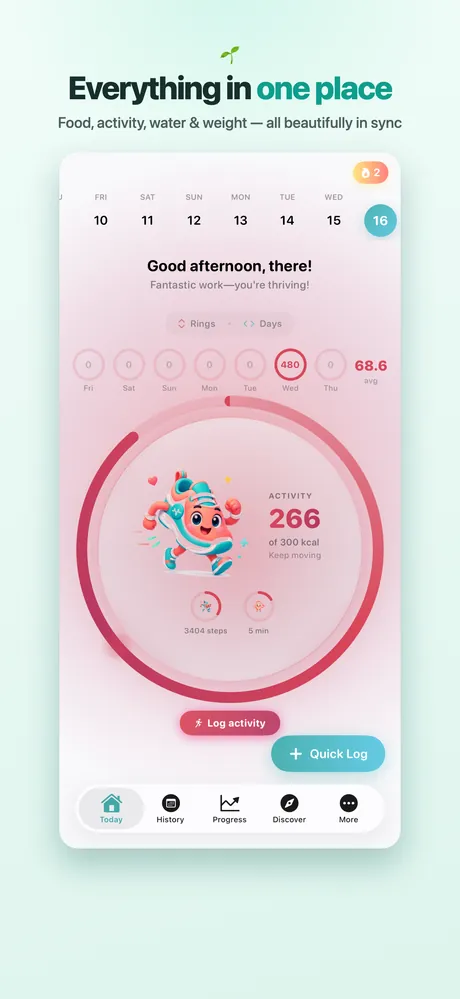 Ravanio overview screen showing daily activity rings