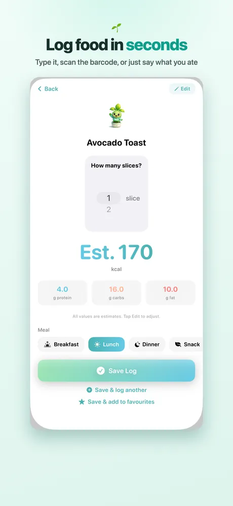 Logging food in seconds with search